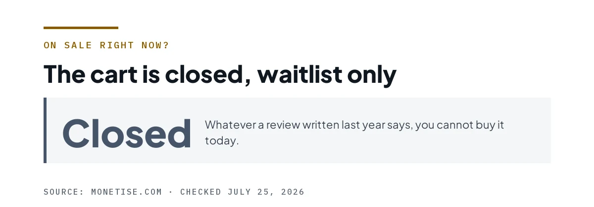 Figure showing the cart is currently closed with waitlist signups only.