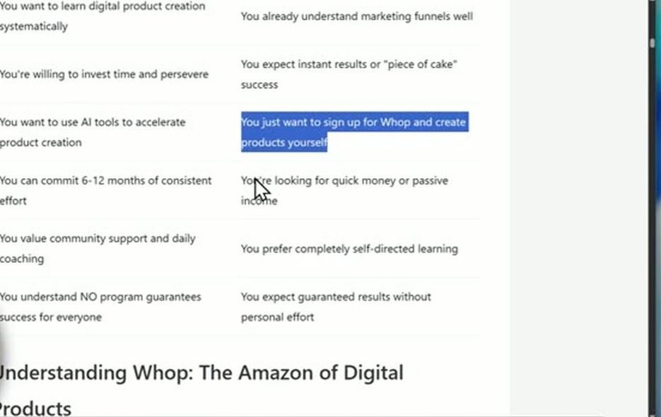 Two-column table of who Monetise is for and who it is not for